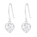 Crystal Heart Sterling Silver Earrings With Cubic Zirconia