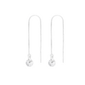 Thread Through Round Sterling Silver Earrings With Cubic Zirconia