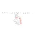 Unicorn sterling silver bracelet with crystal epoxy on a white background