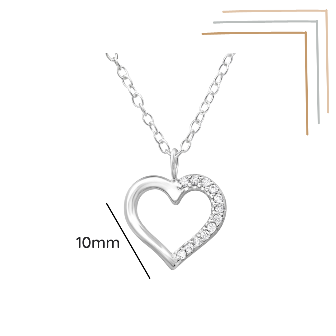 Heart Sterling Silver Necklace With Cubic Zirconia