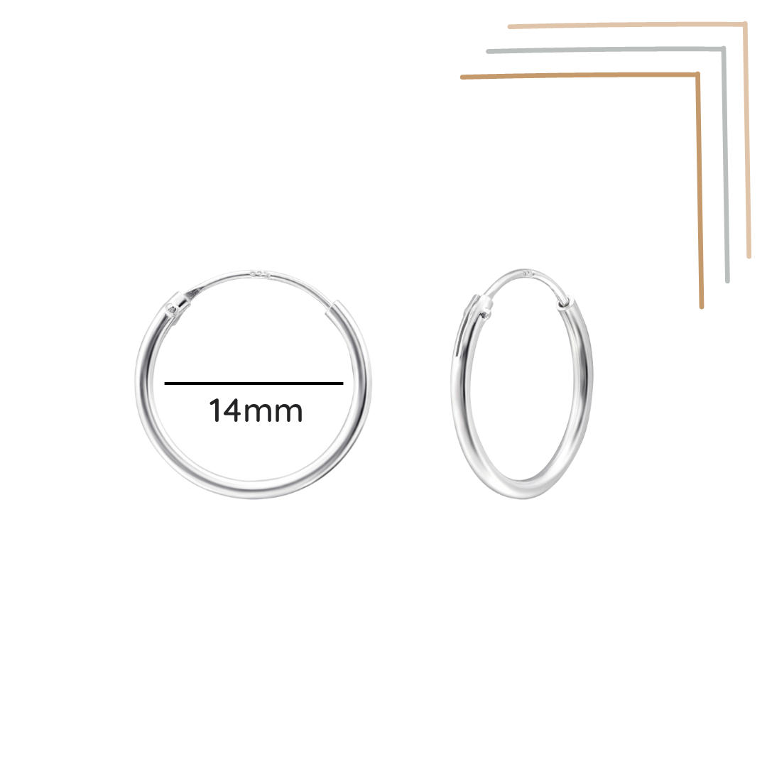 14mm Sterling Silver Ear Hoops