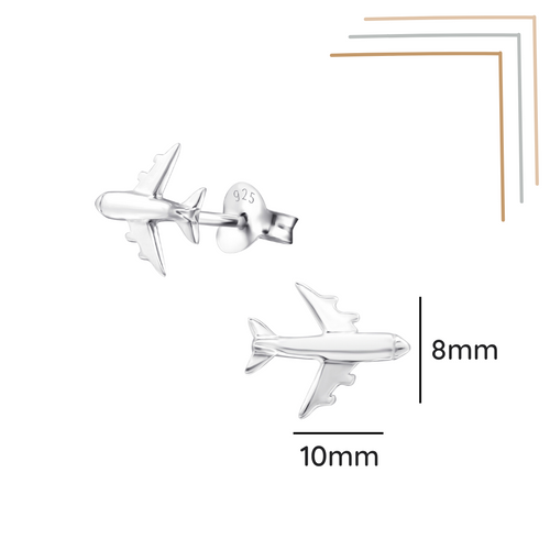 Airplane Sterling Silver Ear Studs