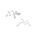 Mountain sterling silver ear studs on a white background
