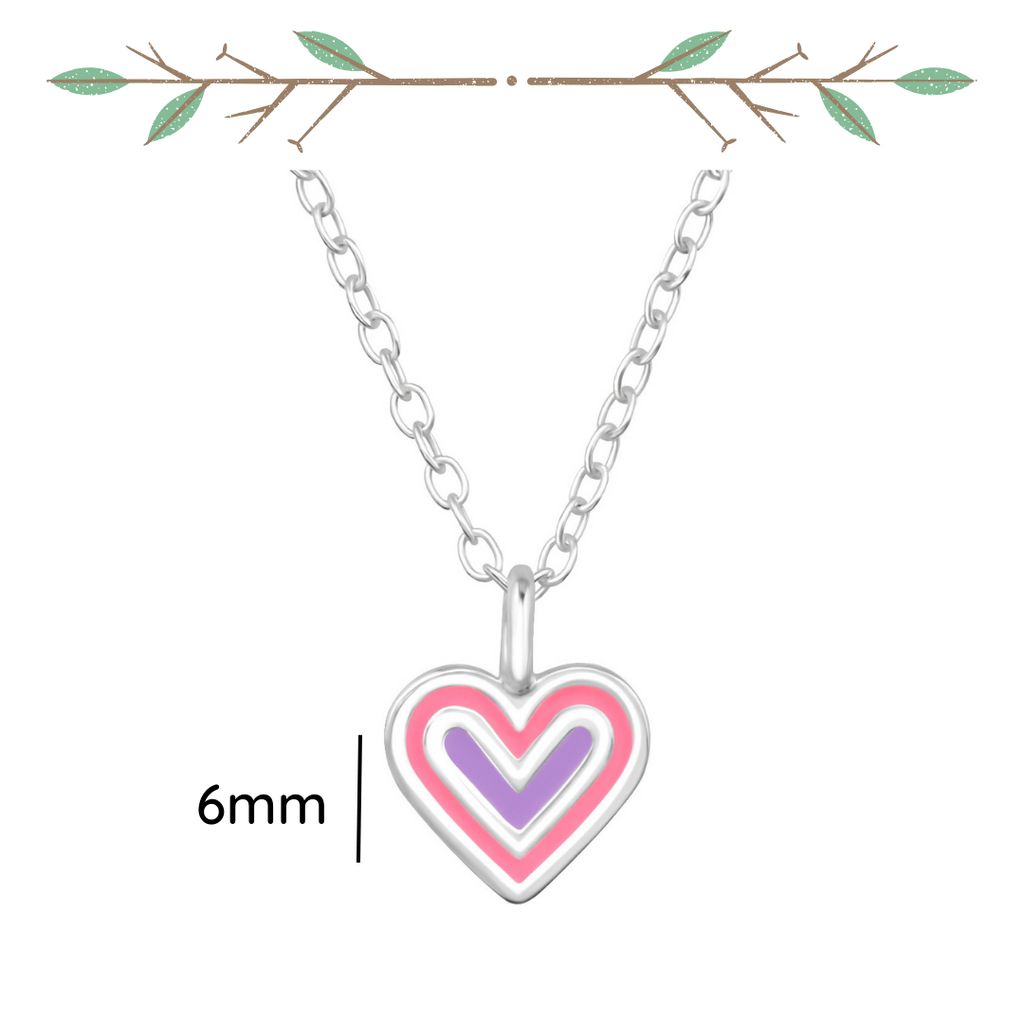Heart sterling silver necklace with epoxy shown from an alternate angle