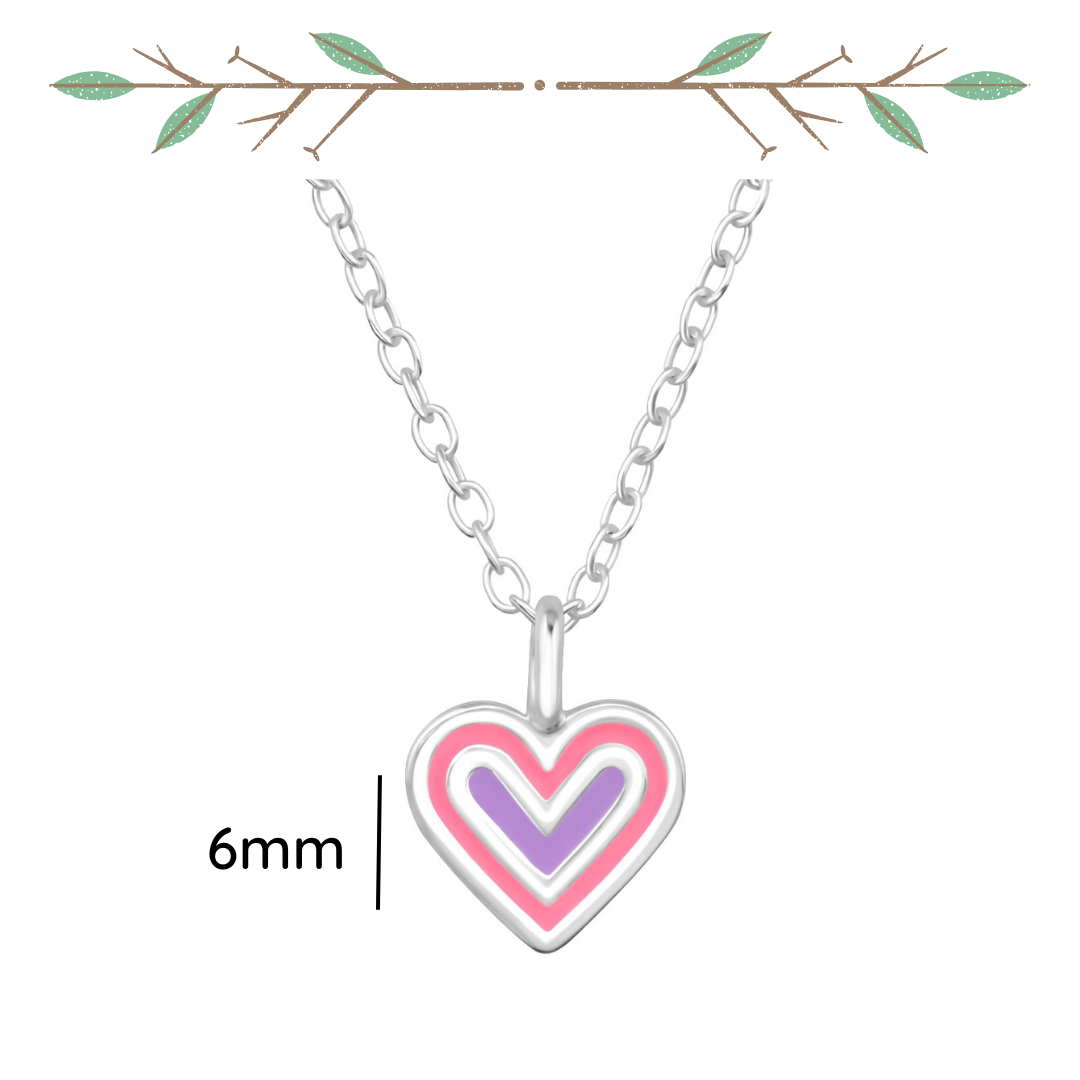 Heart sterling silver necklace with epoxy shown from an alternate angle