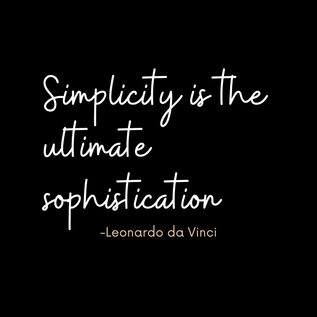 Black background with white text featuring a Leonardo da Vinci quote.