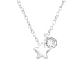 Star sterling silver necklace with crystal on a white background