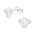Bee sterling silver ear studs on a white background