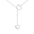 Double Heart sterling silver Y necklace on a white background