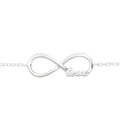 Love Infinity sterling silver bracelet on a white background