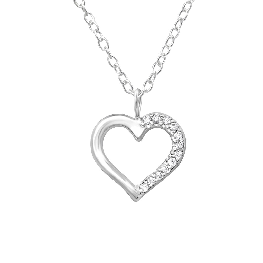 Heart Sterling Silver Necklace With Cubic Zirconia