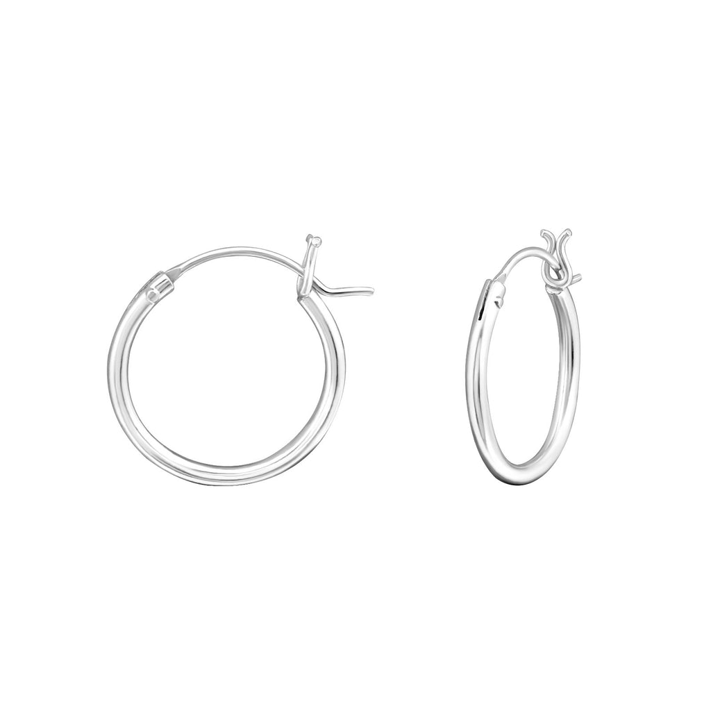 14mm French-lock sterling silver ear hoops on a white background