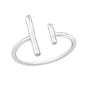 Double bar sterling silver ring on a white background
