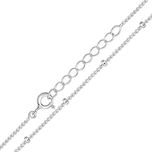 Silver chain necklace on a white background