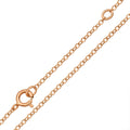 Rose gold chain necklace with clasp on a white background