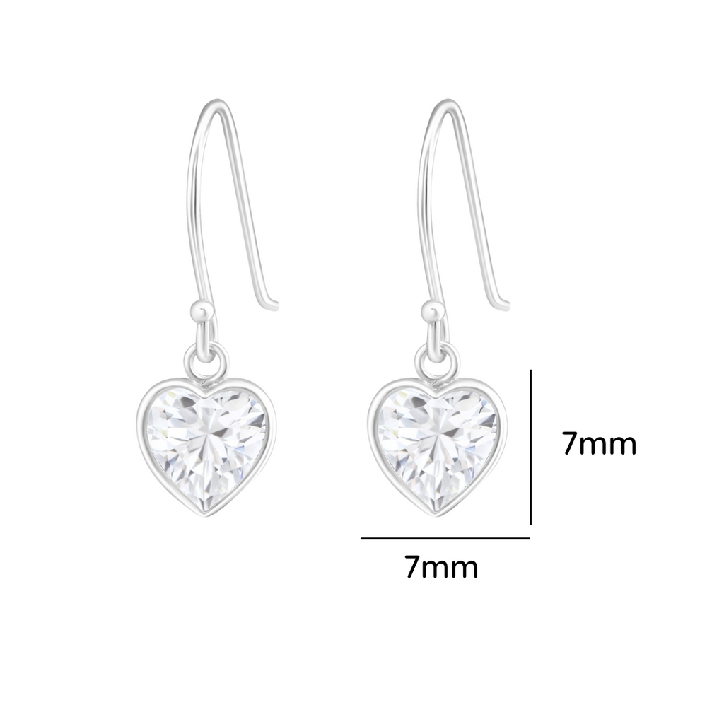 Crystal Heart Sterling Silver Earrings With Cubic Zirconia