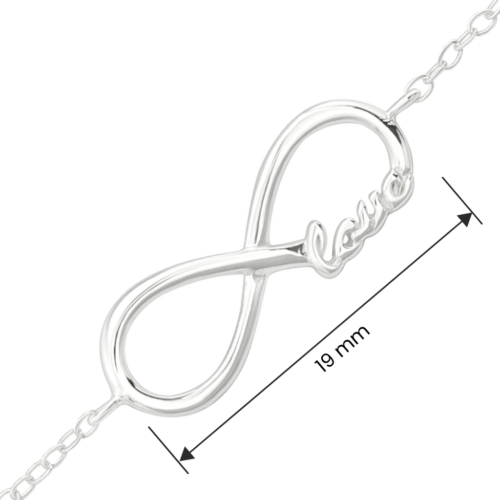 Love Infinity sterling silver bracelet size and measurement guide