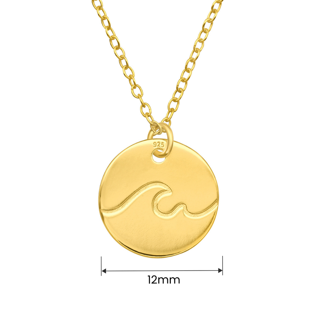 Wave gold-plated sterling silver necklace size and measurement guide