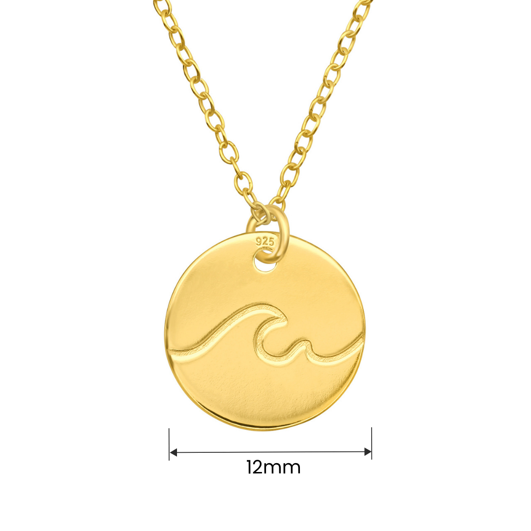 Wave gold-plated sterling silver necklace size and measurement guide