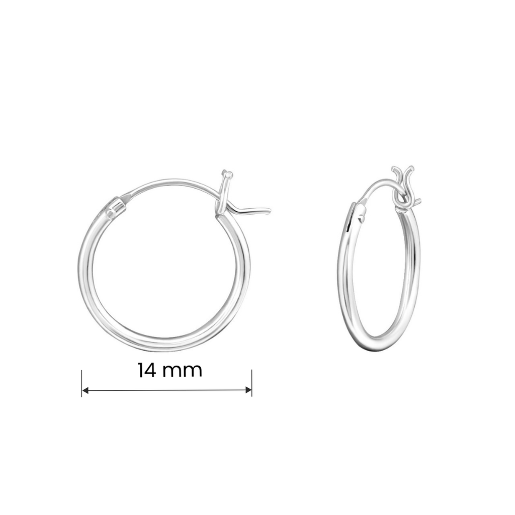 14mm French-lock sterling silver ear hoops size and measurement guide