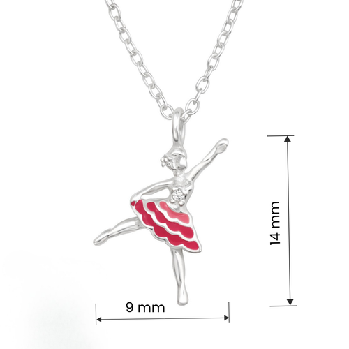 Ballerina cubic zirconia sterling silver children’s necklace size and measurement guide