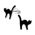 Cat sterling silver ear studs with epoxy on a white background
