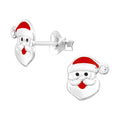 Santa Claus sterling silver ear studs with crystal epoxy on a white background